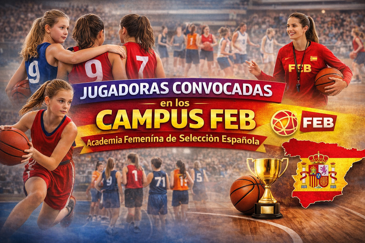 Jugadoras infantiles y cadetes convocadas en los Campus FEB de baloncesto femenino de la Selección Española