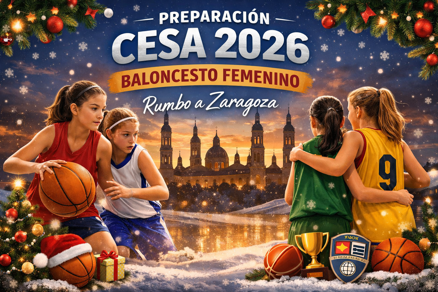 Las selecciones autonómicas femeninas aprovechan la Navidad para preparar el CESA 2026 de Baloncesto en Zaragoza