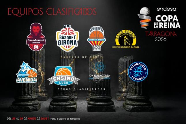 Equipos que jugaran la copa de la reina de baloncesto femenino 2026 en Tarragona