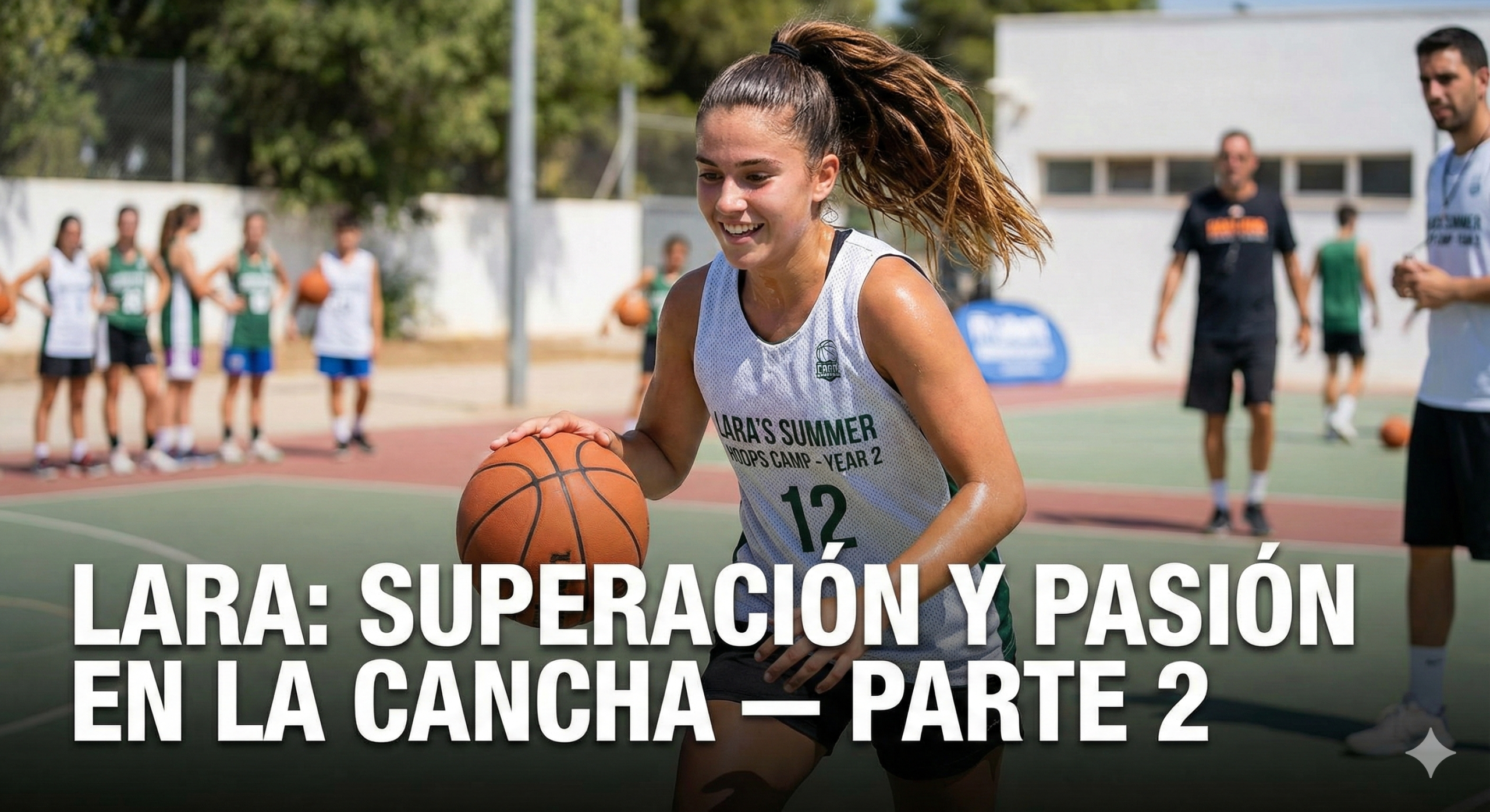 Lara entrenando baloncesto con pasión y determinación