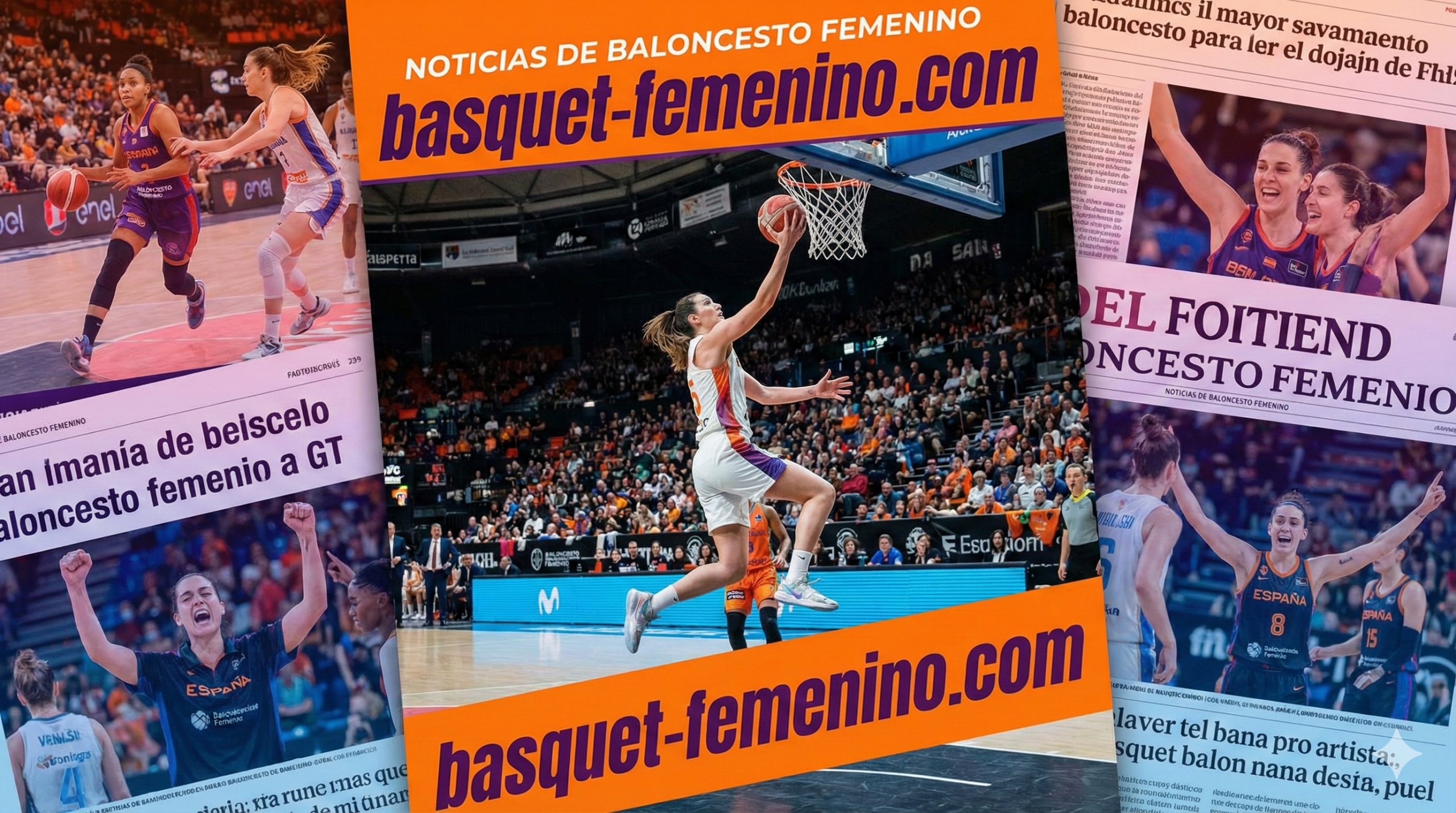 Noticias de baloncesto femenino con imagen de partido profesional, cantera y Selección Española